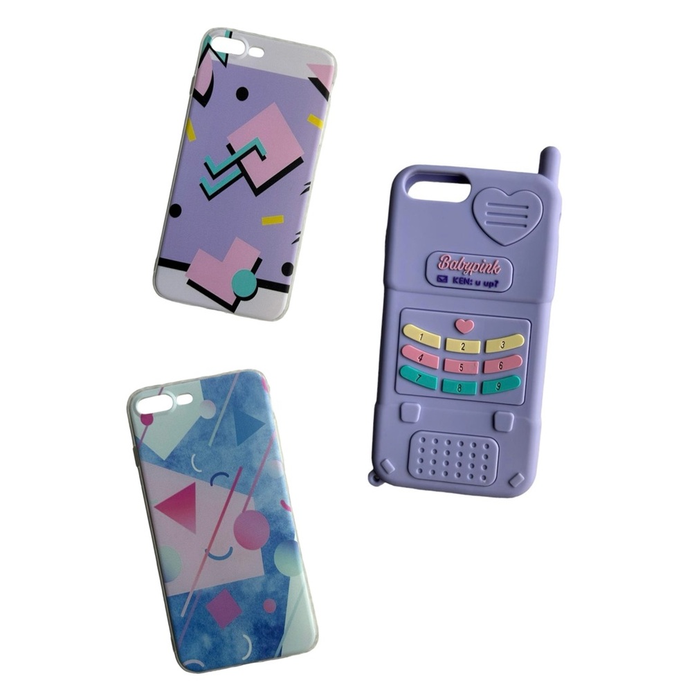 pastel retro phone case bundle lot of 3 3D charm iphone 6 7 8 plus